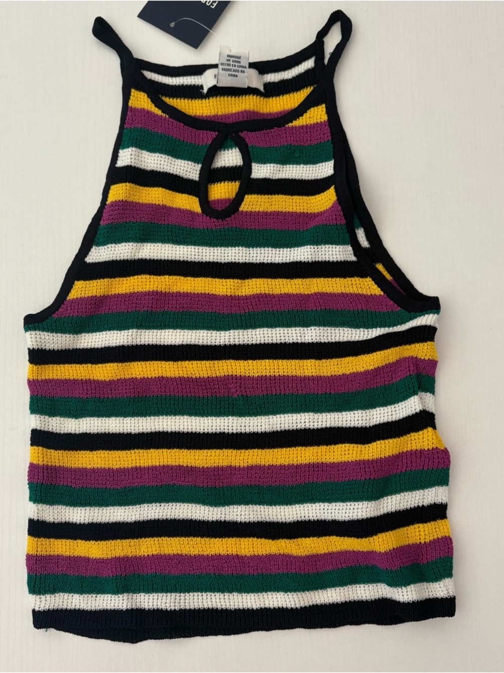 NEW Striped Knit Tank Top with Keyhole - womens size S